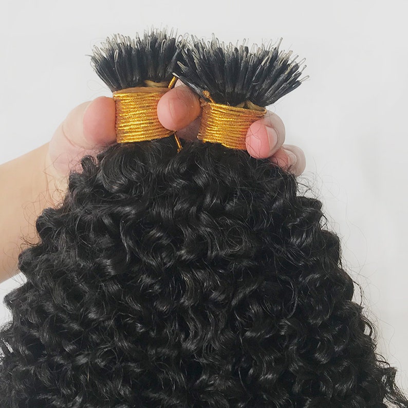 100 Strands/pack Curly Nano Ring Hair Extension Kinky Curly Micro Link