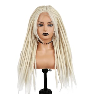 Wigs Lace Front Hand Knit Parting Felts Dreadlocks 613 Blonde High Temperature 33*28 Synthetic Crochet Braid Wig For Women Cosplay Wig