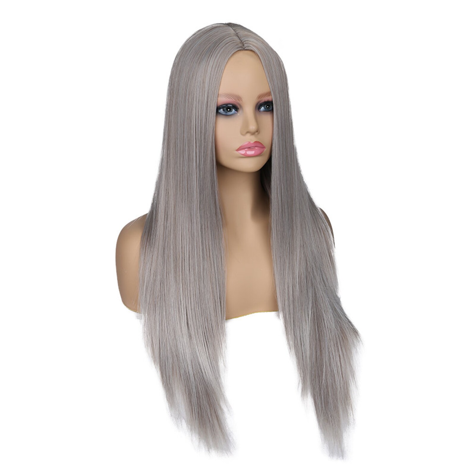 Luxury Wigs Long Straight Gray Synthetic Wigs for White Etsy