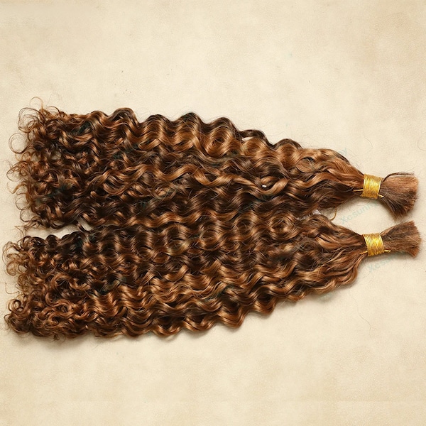 Highlight Blonde Brown Brazilian Remy Hair Curly Bulk Hair Weaving for Braiding Water Wave  No Weft Human Hair Extensions Hair Bundles