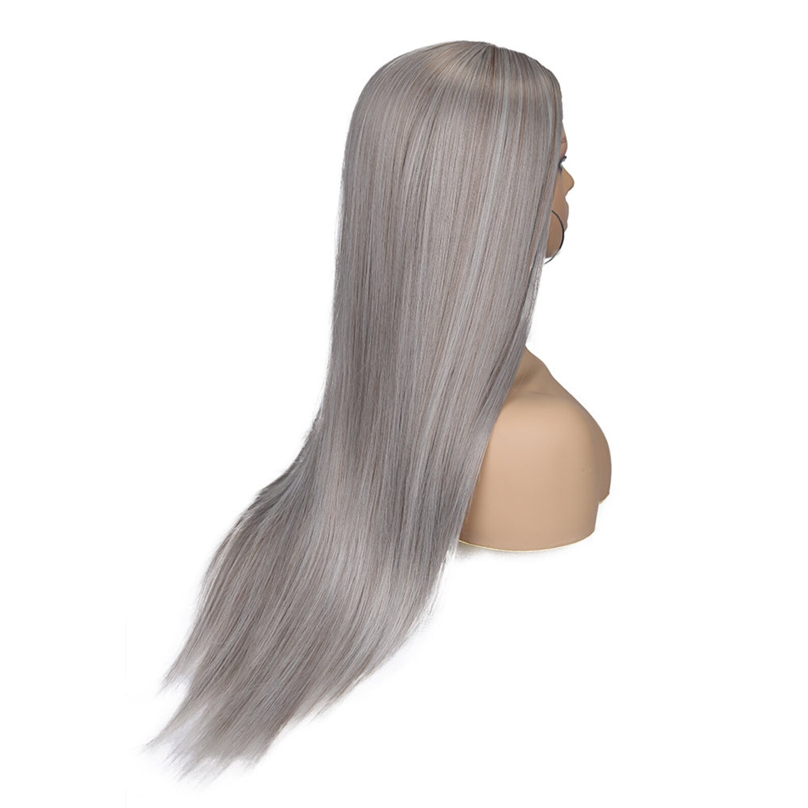 Luxury Wigs Long Straight Gray Synthetic Wigs for White Etsy