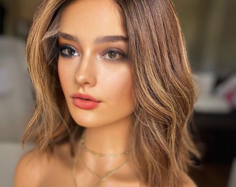 Highlight Blonde Brown Wave Lace Front Human Hair Wigs  display picture 1