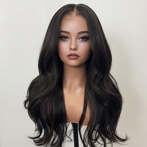 Highlight Brown Body Wave Human Hair Lace Front Wig 100% Real Hair Soft Silky Medium Long Wig for Women