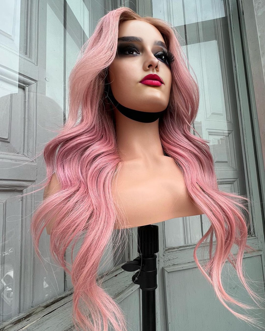 Pink Long Wave Lace Front Human Hair Wigs Brazilian Remy Hair Etsy