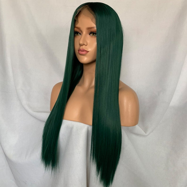 Luxury Wigs 13x6 Lace Front Wig Synthetic Hair Lace Wigs Green Etsy
