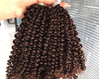 Chocolate Brown 100 Strands/Pack Kinky Curly I Tip Hair Extensions Microlink Curly Human Hair Weave Brazilian Remy Hair Bulk For Women