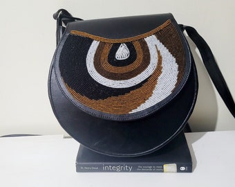 Leather Bag, Boho leather bag, Round Bag, Shoulder bag, Crossbody Bag. Leather hand bag.