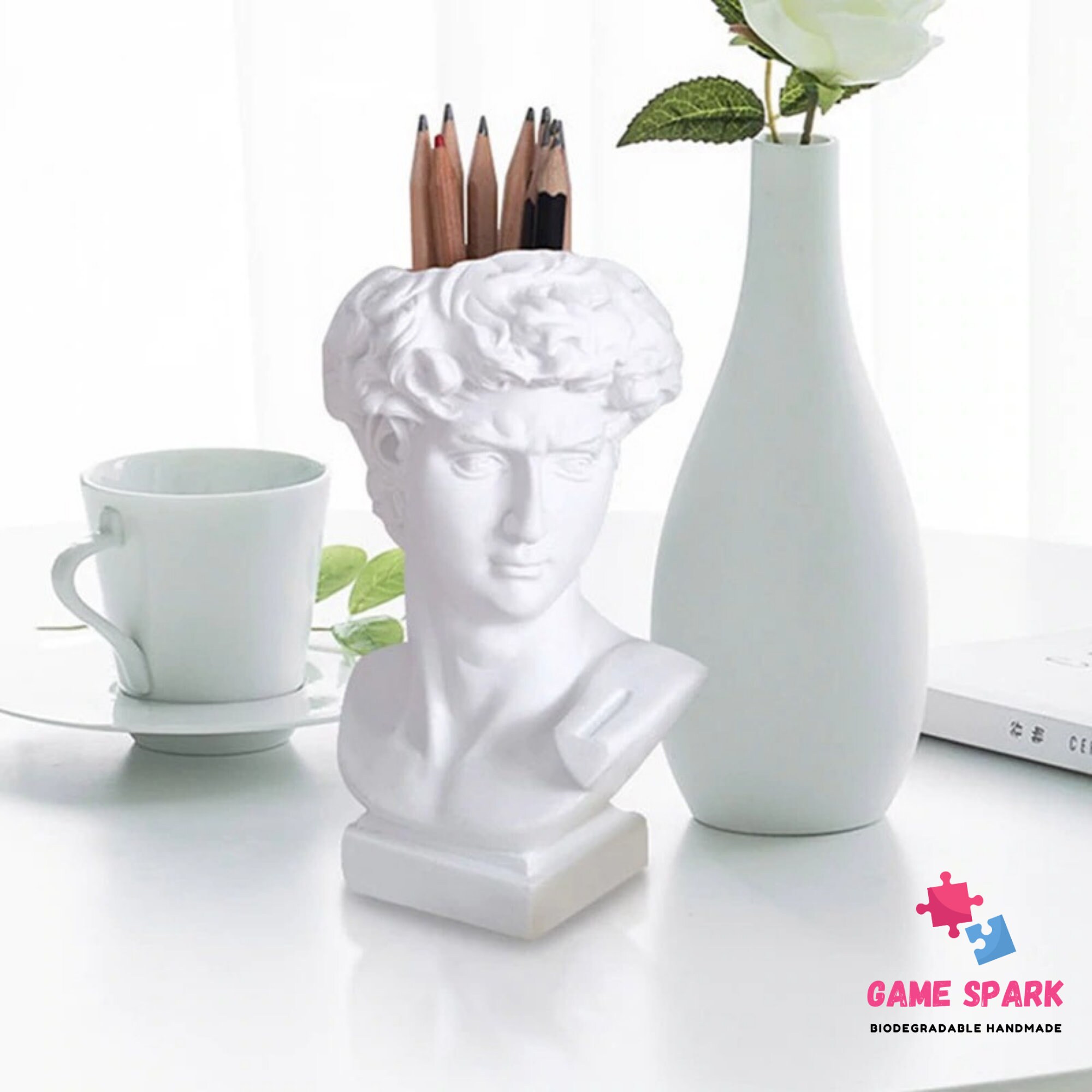 Michelangelo's David Head Bust Vase Figurine Nordic Style Etsy