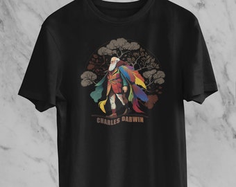 Super Darwin T-Shirt • Unisex • Superhero • Science Lover T-Shirt • Charles Darwin • Theory of Evolution • Genius T-Shirt • Nerd Life