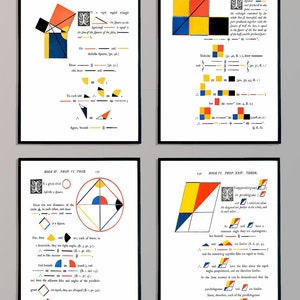 Euclidean Elements: A Collection of Mathematical Posters - Set of 4 - Geometry Math Posters - Educate - Pythagorean Theorem - Scientific Art