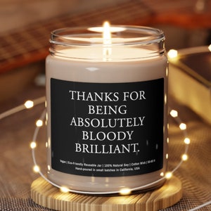Thank You Gift, Funny Thank You Gift, Funny Candle, Thanks for Being Absolutely Bloody Brilliant Scented Soy Candle 9oz