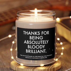 Thank You Gift, Funny Thank You Gift, Funny Candle, Thanks for Being Absolutely Bloody Brilliant Scented Soy Candle 9oz