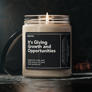 It&#39;s Giving Growth and Opportunities Soy Wax Candle, Gift For New Job, Work Promotion Gift Candle, New Job Gift Eco Friendly 9oz Candle Gift