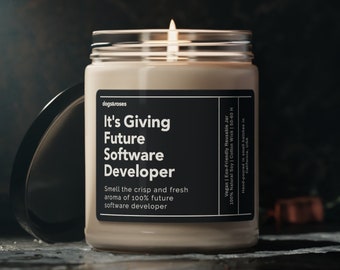 It's Giving Future Software Developer Soy Wax Candle, Computer Science Gift, Computer Engineering Graduation Shirt Eco Friendly 9oz. Candle