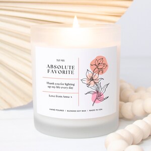Gift For Friend, Personalised Gift for Her, Personalised Soy Wax Candle, Minimalist Simple Typography Candle Frosted Glass, Hand Poured 11oz