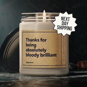 Personalized Thank You Gift, Thanks for Being Absolutely Bloody Brilliant Candle, Funny Candle, Soy Wax Candle, Absolutely Bloody Brilliant