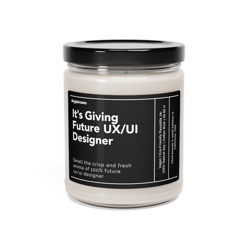 It's Giving Future UX/UI Designer Soy Wax Candle, UX Designer Gift, Graphic Design Gift, Ux-Ui Researcher Gift Eco Friendly 9oz. Candle Bild 3