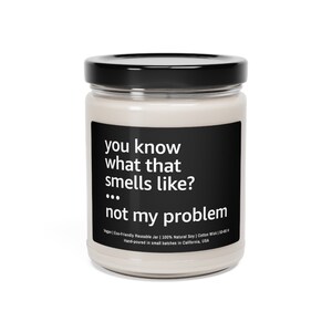 Vela sarcástica, vela divertida de regalo, velas con frases, ya sabes a qué huele eso, no es mi problema, regalos de velas, regalo para ella o para él imagen 3