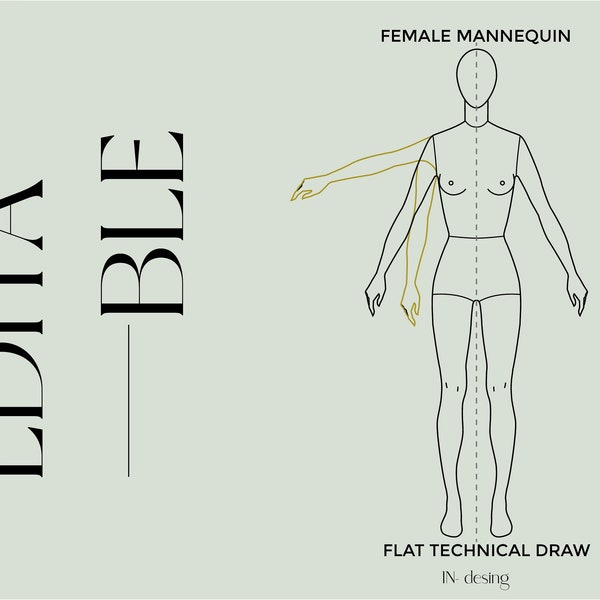 Female Mannequin Editable Flat Sketch