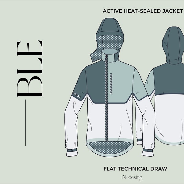 Flat sketch Active Heat-Sealed Jacket