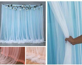 NSSONBEN 6m×3m Rughe Free Avorio Sfondo Tenda Per Festa Matrimonio, 2 Pannelli 1.5×3m Morbide Tappetine In Poliestere Sfondi Tendi Per Compleanno Baby Shower Battesimo Photo Wall