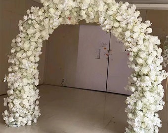 White Rose Flower Runner,Baby's Breath Table Flower,Bridal Shower Flower Arrangement,Wedding Flower Arch Garland,Wedding Table Runner