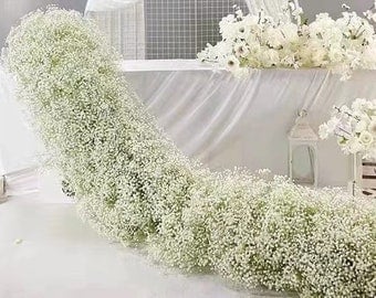 White Babysbreath Garland,Table Flower Runner,Flower Wedding Reception, Wedding Centerpieces for Bridal Shower Wedding Party Decor