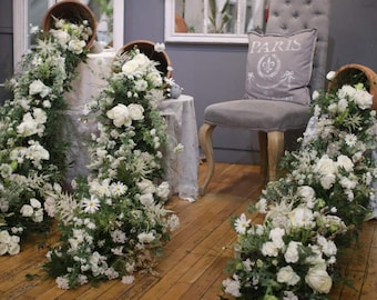 Eucalyptus Garland Rose Flower Runner Table Centrepiece Wedding Aisle Runner,Wedding Table Runner,Swag Flower Arch,Wedding Floral Decor