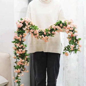 DIY Fake Flowers Vines Artificial Rose Flowers Wedding Garland Arch with Flower for Wedding Backdrop Tulle Backdrop Wall Decoration