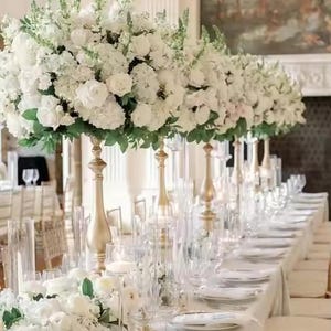 Centrotavola per matrimonio, palla di fiori di rosa bianca, composizione floreale, arco di fiori per matrimonio, decorazione floreale in seta per anniversario di matrimonio e festa di compleanno
