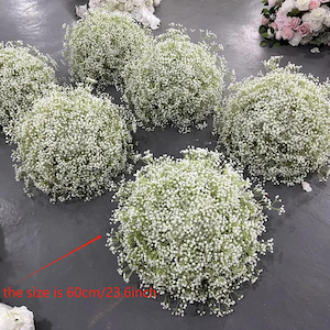 Centrotavola completo con gypsophila, centrotavola con gypsophila, pallina floreale per matrimonio, pallina floreale da tavolo, composizione floreale per matrimonio, decorazione floreale con gypsophila