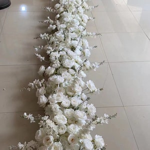 White Flower Runner,Wedding Flower,Aisle Runner,Wedding Arrangements,Wedding Reception Table Runner,Swag Flower Arch,Flower Centrepiece