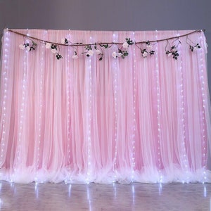 Backdrops For Photography Wedding Backdrop Curtains Party Decor Background Pink Tulle Backdrop Curtains Customize Size