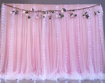 Backdrops For Photography Wedding Backdrop Curtains Party Decor Background Pink Tulle Backdrop Curtains Customize Size
