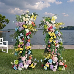 Arco de eucalipto con flores artificiales, centro de mesa para boda, guirnalda de flores para mesa, decoración de fondo para boda