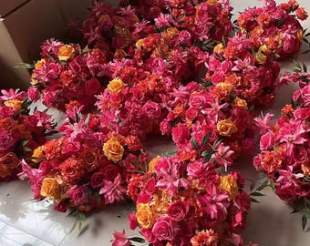 Red Orange Flower Ball Table Centrepiece Floral Ball Table Flower Ball Wedding Large Arrangement Wedding Aisle Flower Wedding Party Decor