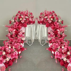 Hot Pink Rose Flower Runner,Wedding Table Runner,Wedding Flower Arch,Wedding Aisle Flower,Floral Garland Arch,Wedding Event Decor