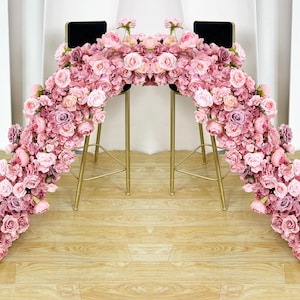 Baby Pink Rose Flower Table Runner,Wedding Arch Arrangement,Rose Flower Garland,Wedding Arch Flower,Table Centrepiece,Flower Row for Wedding