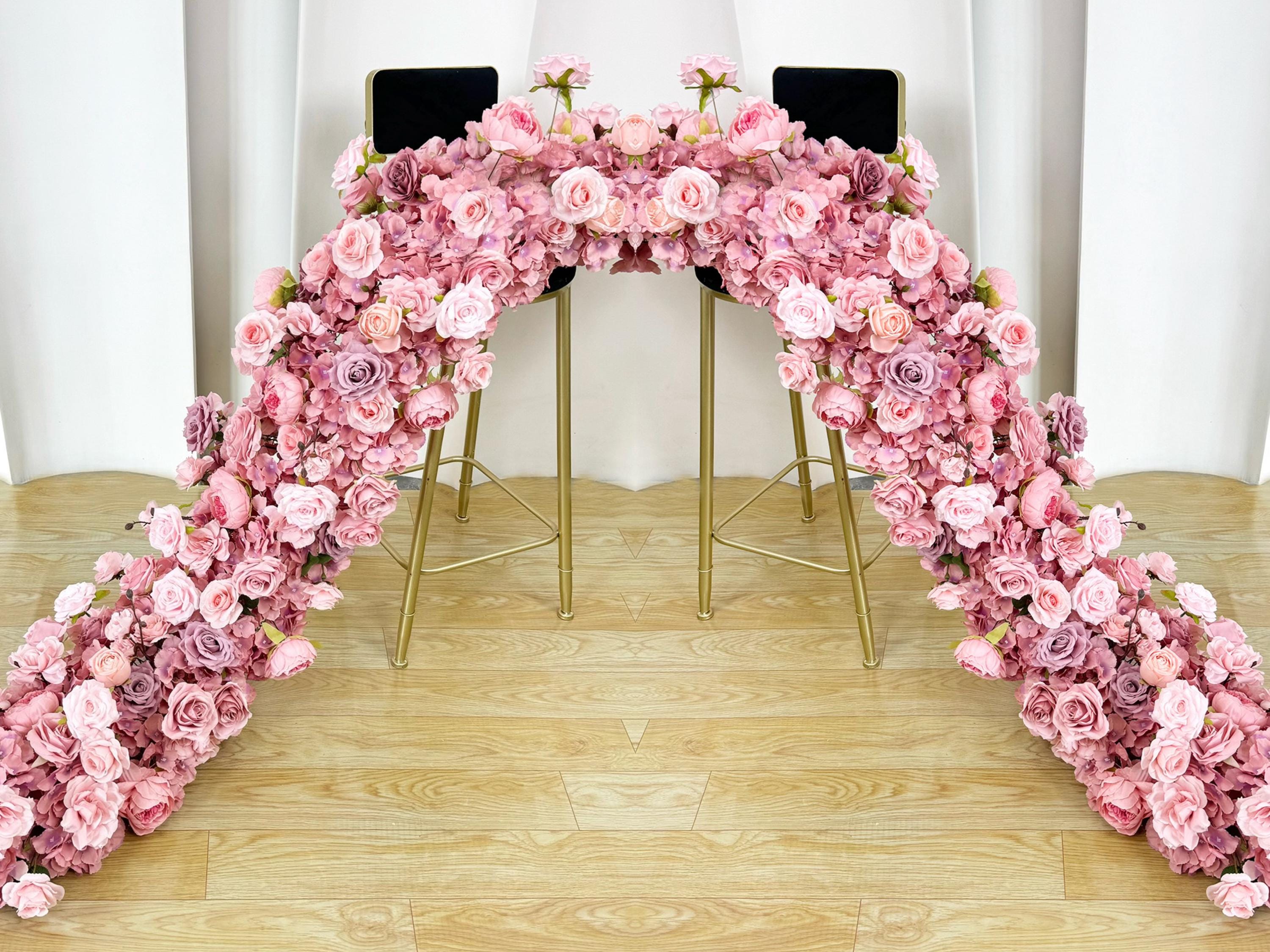 Baby Pink Rose Flower Table Runner,Wedding Arch Arrangement,Rose Flower Garland,Wedding Arch Flower,Table Centrepiece,Flower Row for Wedding
