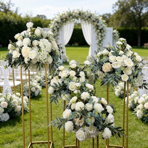 Full Eucalyptu Leaf White Flower Ball Table Centrepiece Floral Ball Table Flower Ball Wedding Arrangement Flower Arrangement Party Decor