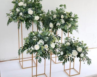 Full Eucalyptu Leaf White Flower Ball Table Centrepiece Floral Ball Table Flower Ball Wedding Arrangement Flower Arrangement Party Decor