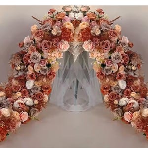 Autumn Rose Floral Flower Runner,Rose Wedding Flower Garland,Floral Arrangements For Backdrop,Wedding Table Centrepiece,Swag Flower Arch