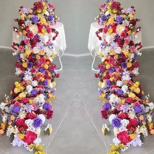 Frühlingsblumenläufer, Hochzeitsgangläufer, Hochzeitsarrangements, Tischläufer für Hochzeitsfeier, Hochzeitstreppen Dekor, Tischdekoration