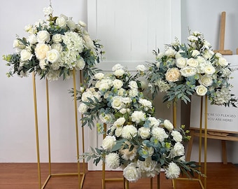 Full White Flower Ball Eucalyptu Leaf Flower Ball Table Centrepiece Floral Ball Table Flower Ball Wedding Arrangement Wedding Party Decor