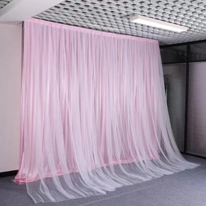 Pink Chiffon Backdrop for Bridal Shower Photography Tulle Backdrops Curtains Wedding Newborn Baby Shower Party Background Custom Size
