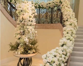 Wedding Flower Row,Ivory White Floral Flower Runner,Rose Wedding Flower Garland,Wedding Aisle Runner,Wedding Reception ,Swag Flower Arch