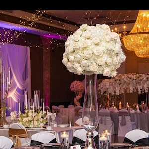 Cream White Rose Flower Ball Wedding Floral Ball Table Centrepiece Flower Arrangement Wedding Party Decor Silk Flower Ball Custom Flower