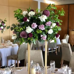 Greenery White Purple Rose Flower Ball Floral Arrangement Table Flower Ball Wedding Centerpiece for Party Dinner Table Decor