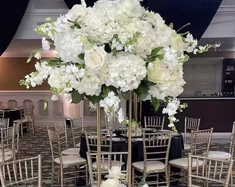 White Hydrangea Rose Flower Ball Table Centrepiece Wedding Flower Ball Table Decor Artificial Flower Arrangement Wedding Party Table Decor