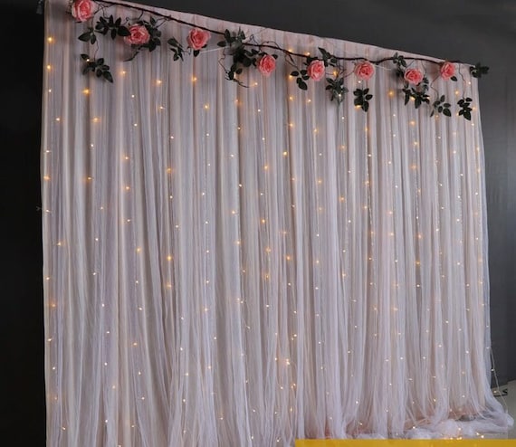 Cortinas de fondo transparentes de tul para fiestas, bodas, cortina tipo  telón de fondo blanco para fiestas de cumpleaños, baby shower, fotos,  cortina